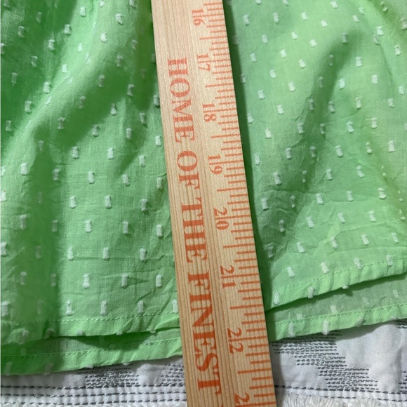 Never A Wallflower Mint Green Boxy Swiss Dot Blouse with Polo Collar and Tassel - Picture 10 of 11